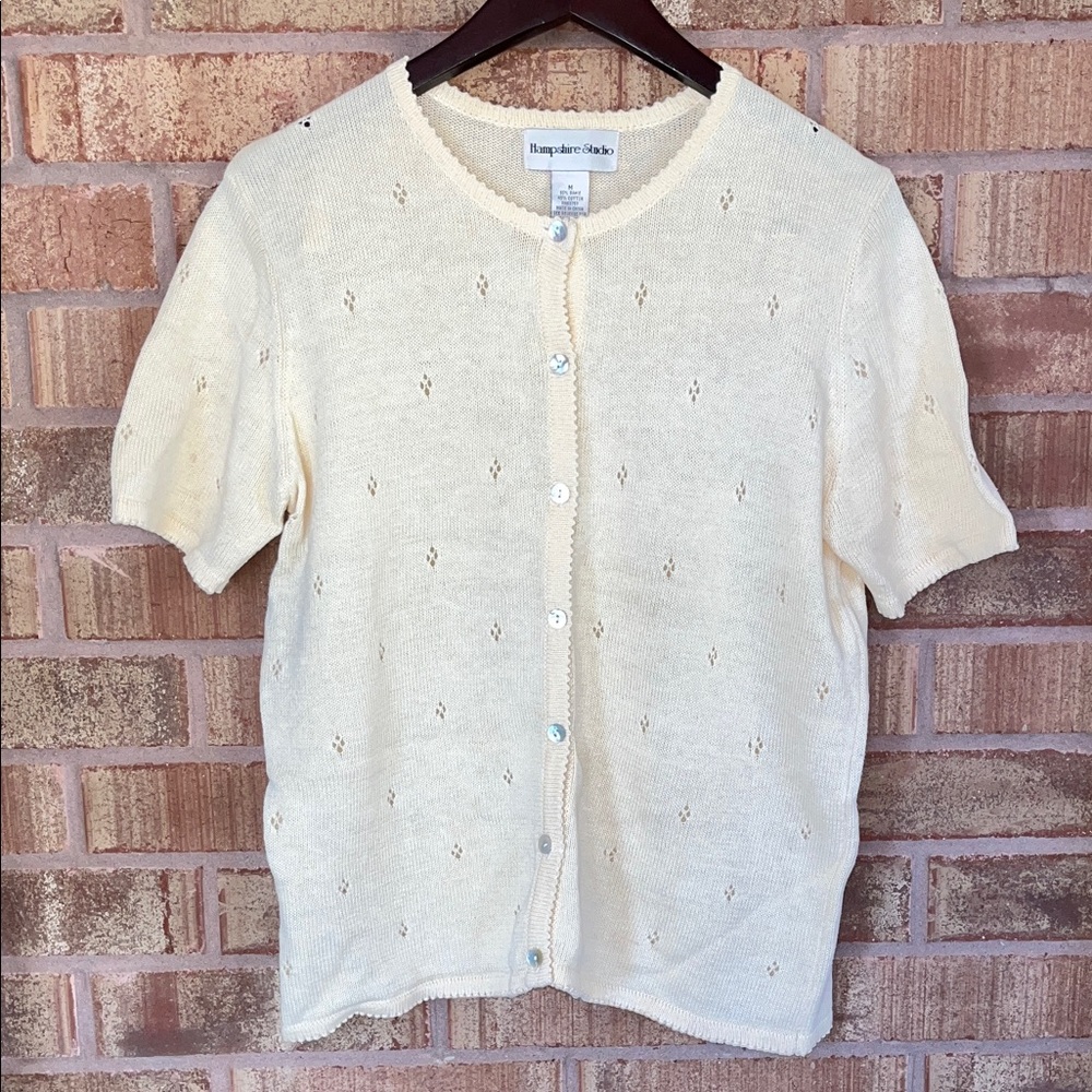 Granny Pale Yellow Button Up Cardigan Size Medium